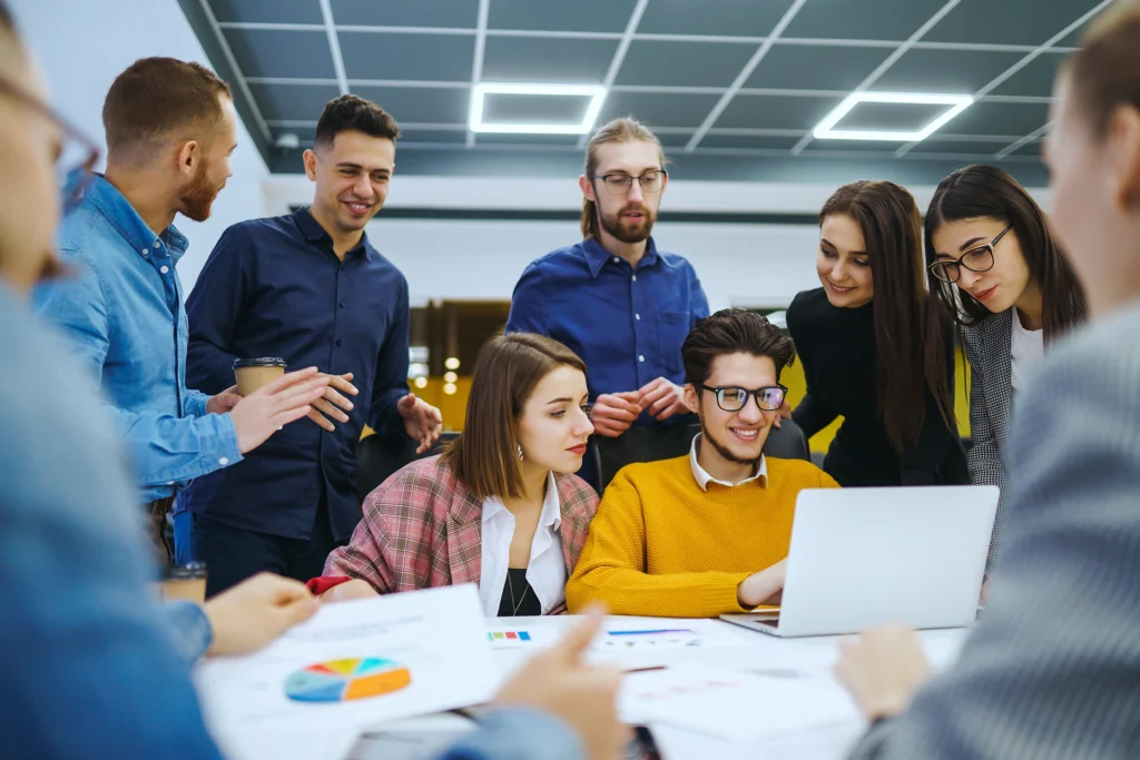 group of young businesspeople working together